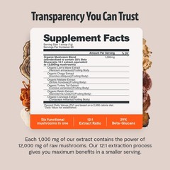 Ultimate Mushroom Complex Powder 12:1 Extract 29% Beta-Glucans 60 Servings