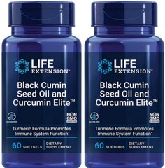 BLACK CUMIN SEED OIL CURCUMIN ELITE TURMERIC 2 BOTTLES 120Sgel LIFE EXTENSION