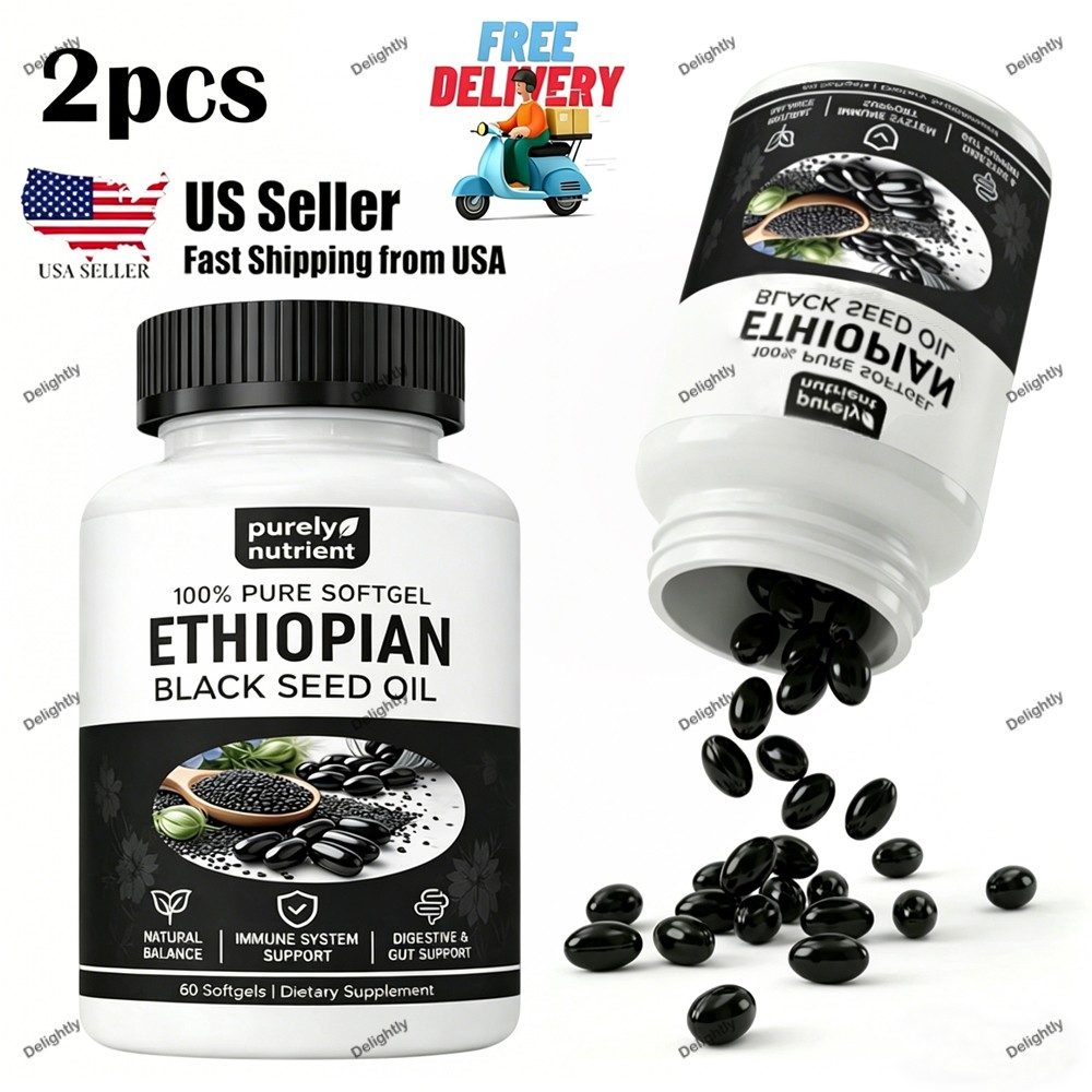2x ETHIOPIAN Black Softgels|4.64% serum Thymoquinone|Gluten-Free, Seed 60 capsul