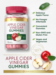 Apple Cider Vinegar Gummies | 75 Count | Vegan, Apple Flavor | by Carlyle