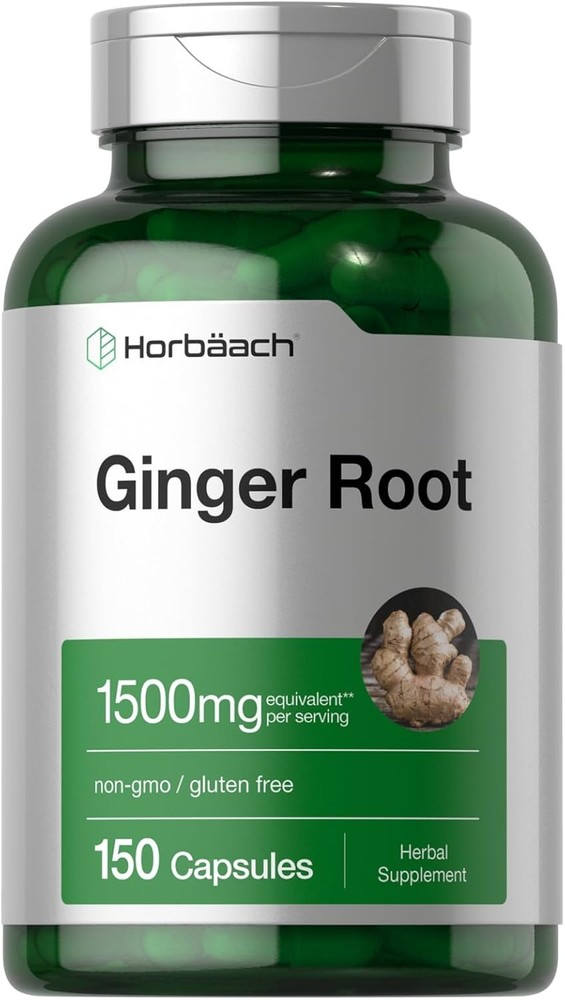 Ginger Root Capsules 1500 mg | 150 Pills | Non-GMO, Gluten Free | by Horbaach