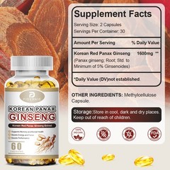 Korean Panax Ginseng – Supports Mental & Physical Energy NON-GMO Gluten-Free