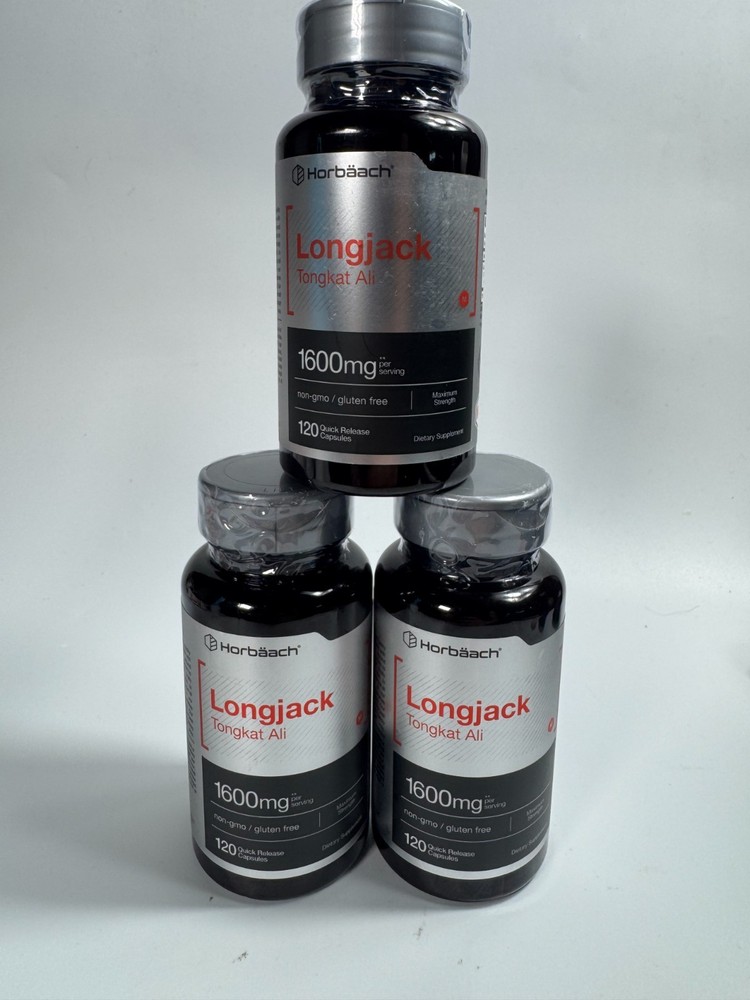 Longjack 1600 mg, Longifolia Root Extract, by Horbäach, 120 Capsules (Pack of 3)