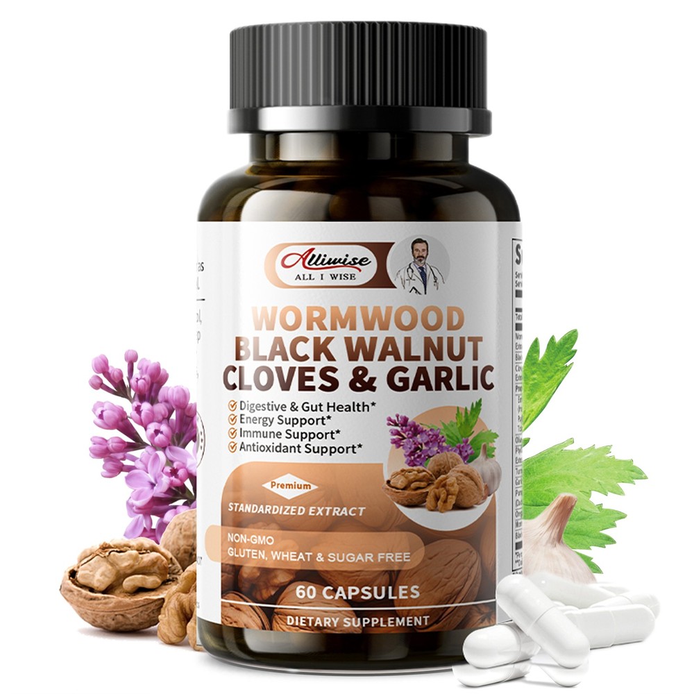 Parasite Cleanse Capsules/Extract-Wormwood,Black Walnut Hull, Clove, 60/120 Caps