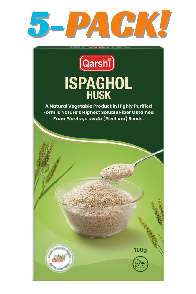Qarshi Natural Ispaghol Husk 100g (Pack of 5) – Pure Psyllium Husk Fiber 500g