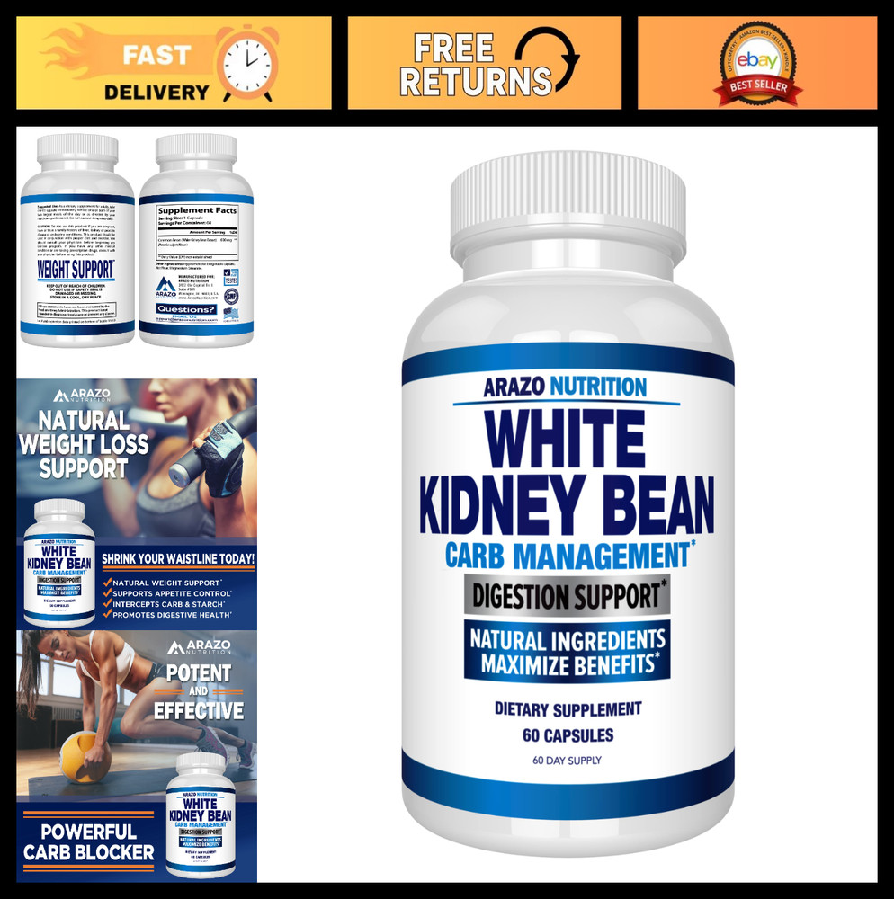 100% Pure White Kidney Bean Extract – Carb Blocker & Fat Absorber for Weight Los