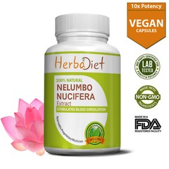 Nelumbo Nucifera Lotus Extract 10:1 Veg 500mg 180 Capsules Indian Sacred Kamal