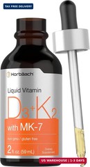 Horbäach Vitamin D3 K2 Liquid Drops | with MK7 | 2 Fl Oz | Vegetarian, Non-GMO,