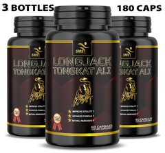 TONGKAT LONGJACK 100% PURE ROOT GRADE ‘A’ EXTRACT 200:1 180 CAPSULES