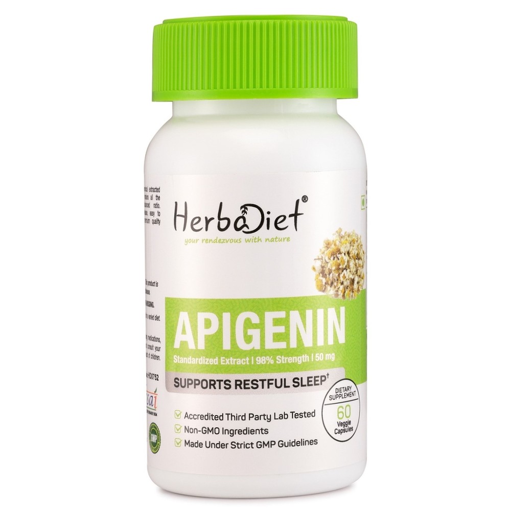 APIGENIN 98% Capsules Chamomile Extract 100:1 Matricaria Recutita Restful Sleep