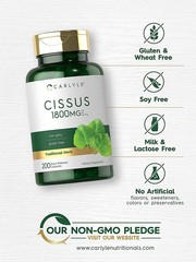 Cissus Quadrangularis Capsules | 1800mg | 200 Count | Non-GMO | by Carlyle