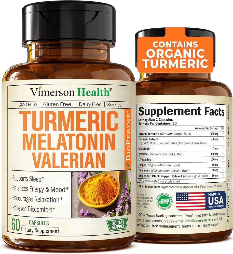 Turmeric Supplement – Curcumin with Black 60 Count (Pack of 1)