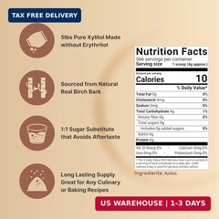 Xylitol Sweetener, 5lbs | Natural Birch Crystal Source – 1:1 Sugar Su