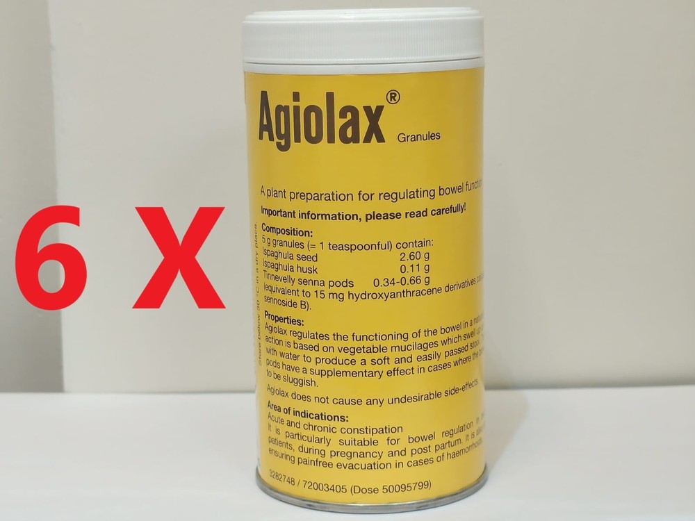6 Packs X Agiolax Granules Natural Laxative for Bowel Regulation – Long Exp Date