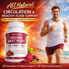 Organic Beravia Organic Beet Root Capsules, Purely Organic, Non-GMO 60-Counts