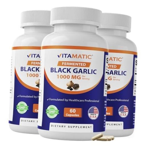 Fermented Black Garlic 1000 mg Per Serving, 60 Capsules – 3 Pack | Support