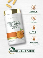 Turmeric Curcumin 2400mg | 180 Capsules | Non-GMO, Gluten Free | by Carlyle