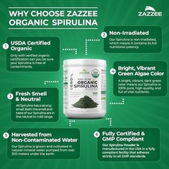 Zazzee USDA Organic Spirulina Powder, 2.2 Pounds (1 KG), 303 Servings, Certified