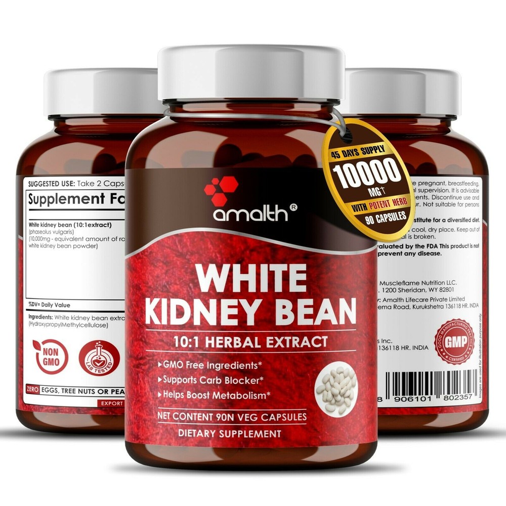 White Bean Kidney Extract Weight Loss Carb Blocker 10000mg Capsules – 90 Count