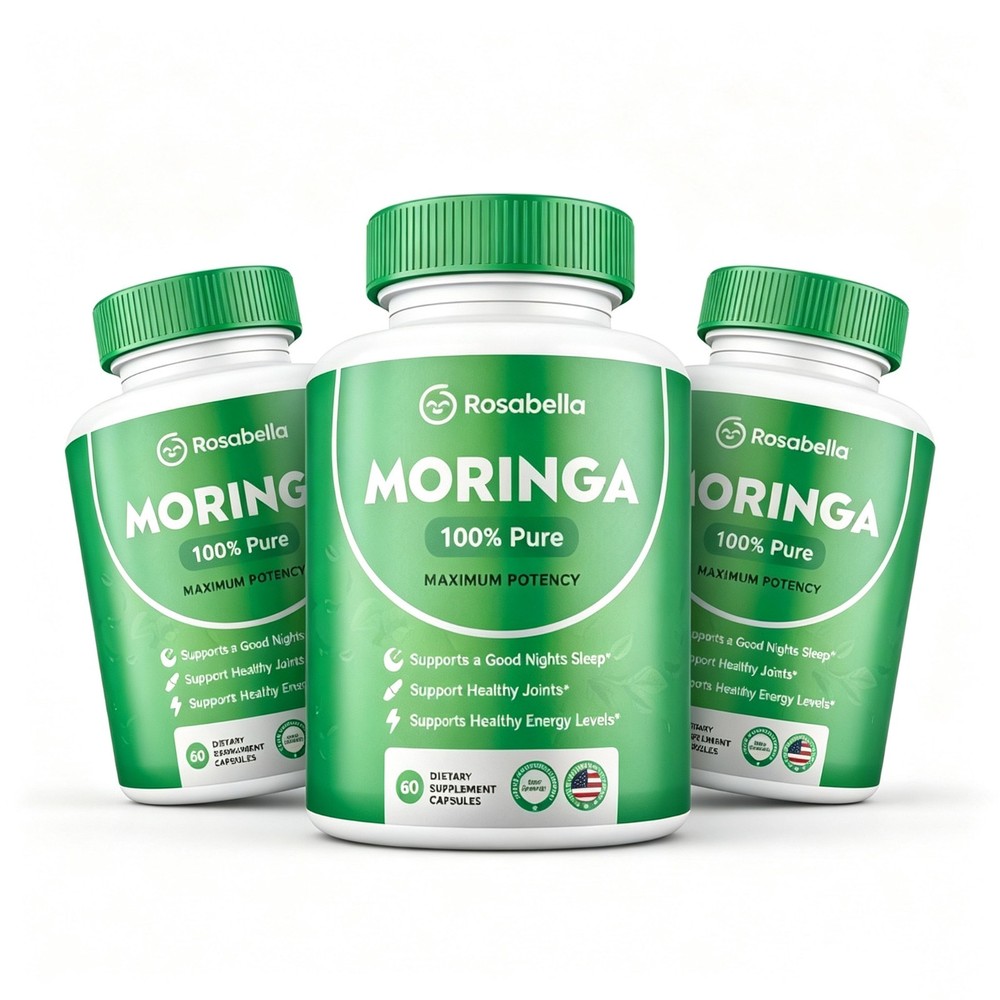 3 Pack Moringa Leaf Capsules 100% Pure Total 180 Capsules Vegan Non-GMO