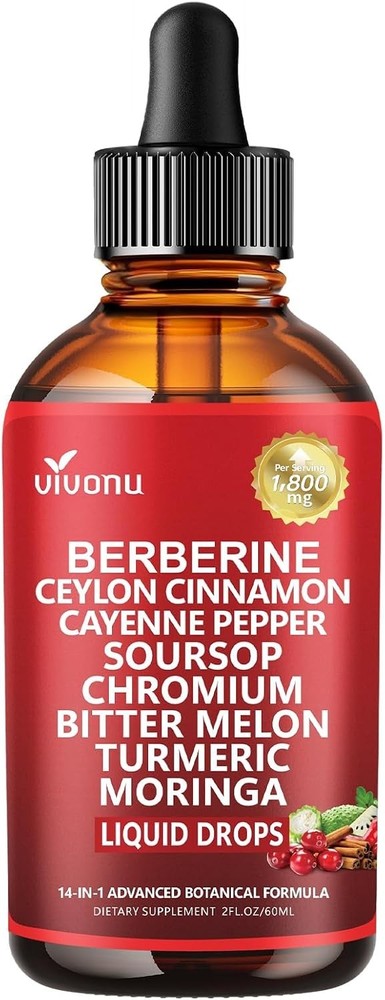 Berberine with Ceylon Cinnamon Supplement Liquid Drops + Bitter Melon Extract
