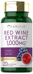 Red Wine Extract Capsules | 1000mg | 120 Count | Non-GMO | by Carlyle