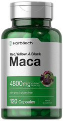 Maca Root Capsules 4800mg | 120 Pills | Red, Yellow, Black Maca | by Horbaach
