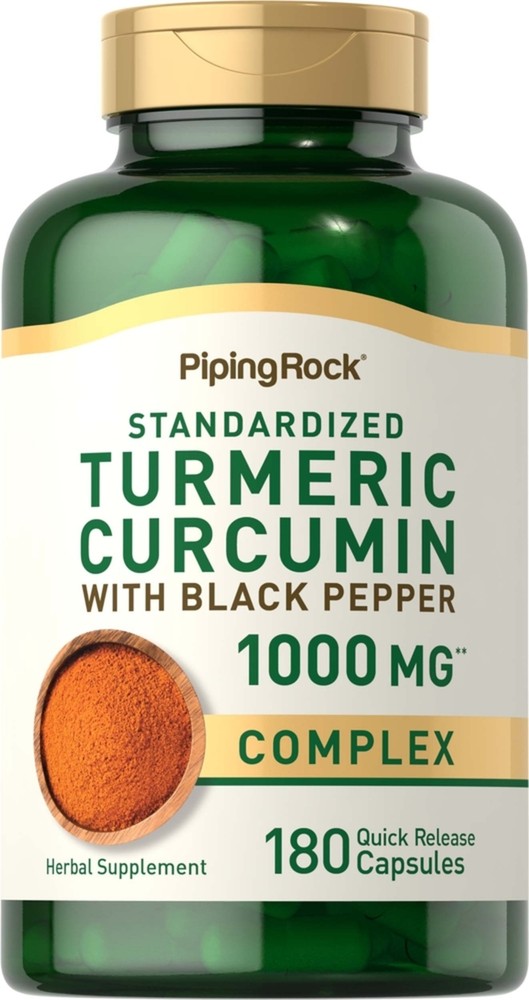 Turmeric Curcumin with Black Pepper | 1000mg | 180 Capsules | by Piping Rock