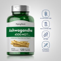 Ashwagandha Capsules | 4500mg | 120 Count | Non-GMO | by Piping Rock
