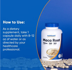 Maca Root Capsules 20000 mg 180 Pills Peruvian Maca Extract for Men and Women