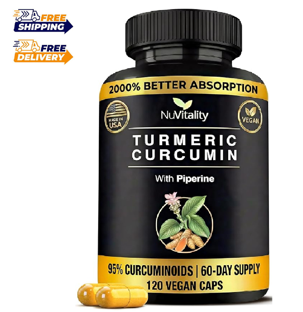 Turmeric Curcumin with Black Pepper Extract (Piperine) – 95% Curcuminoids Turmer