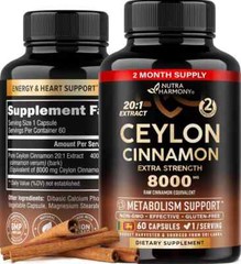 Ceylon Cinnamon Capsules – 8000 mg, Extra Strength – Made in USA – Energy, Heart