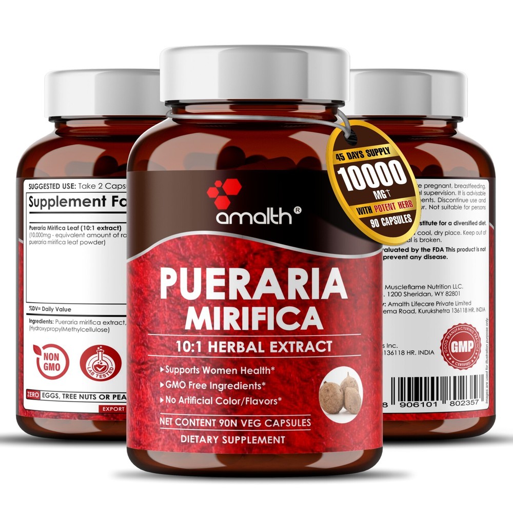 Pueraria Mirifica Extract 10000mg 90 Capsules Breast Enlargement, Female Support