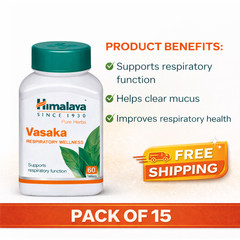Himalaya Vasaka Tablets 60 Tabs Herbal Respiratory Wellness Pack of 15 Free ship