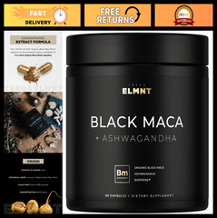 40x Strength Organic Black Maca Root & 15:1 Ashwagandha Capsules for Men – Pure