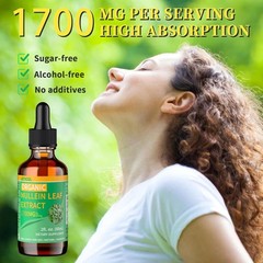 Organic Mullein Drops for Lung Cleanse, Powerful 1700mg Mullein Leaf Extract for