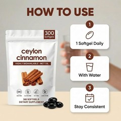 ZRRTXV Ceylon Cinnamon Softgels 𝟳𝟮𝟬𝟬𝙢𝙜 with MCT 60 Count (Pack of 1)