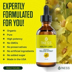 Mullein Drops for Lungs Cleanse – USDA Organic Mullein Leaf Extract w/ Turmeric