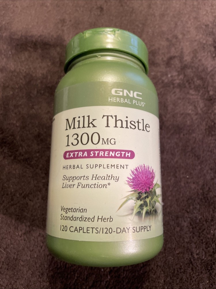 GNC “Herbal Plus” 1300mg Milk Thistle Herb 120 Caplets Exp 02/2027