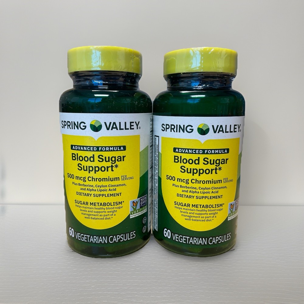 Spring Valley Blood Sugar Support 60 Caps Healthy Sugar Metabolism 2-pk Bundle