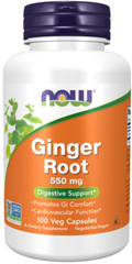 NOW Foods Ginger Root 100 Caps 550 mg 5% Gingerols upset Stomach relief 05/25EXP