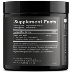 High Potency Maca Root 20:1 Extract – Black, Red & Yellow Complex – 90 Capsules