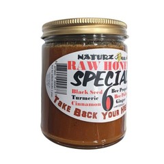 RAW HONEY GINGER TURMERIC CINNAMON BLACK SEED PROPOLIS & POLLEN 12oz BLACKSEED