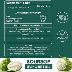 Soursop Living Bitters for Overall Health and Wellness | Pack of 1 | 16 Oz