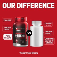 Korean Red Panax Ginseng 1500mg – Energy Supplement for Peak Performance, Foc…