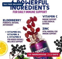 Elderberry Immune Support Gummies – 3X Strength Sambucus Elderberry Gummy with V