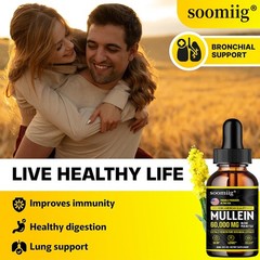 Mullein Drops Lung Cleanse Leaf Extract Immune Support Detox Respiratory 60ml