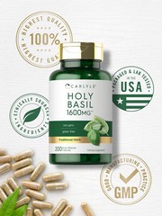 Holy Basil Capsules 1600mg | 200 Count | Leaf Extract Supplement | by Carlyle