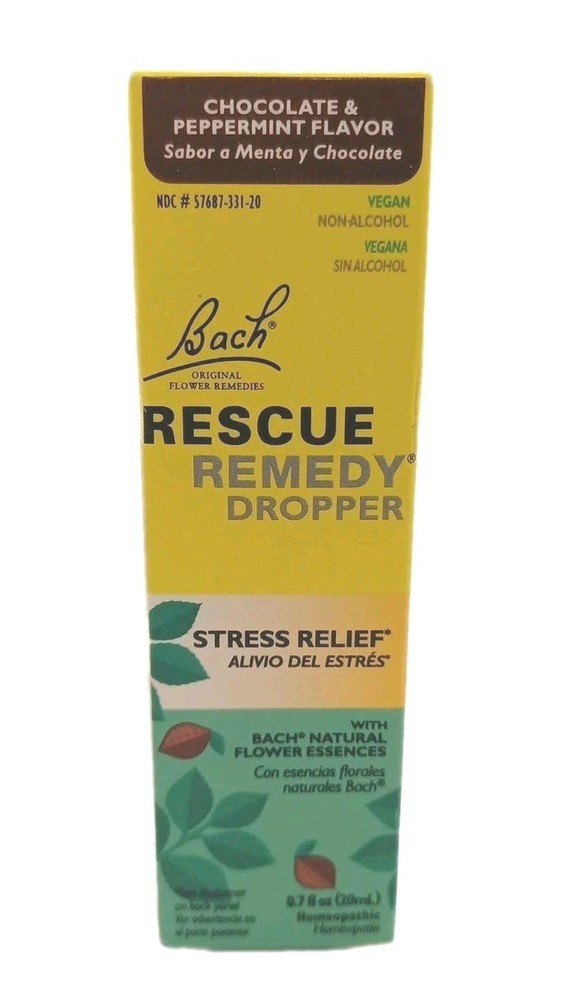 Bach Rescue Remedy Dropper BIG 20mL, Natural STRESS RELIEF Chocolate Mint 7/26