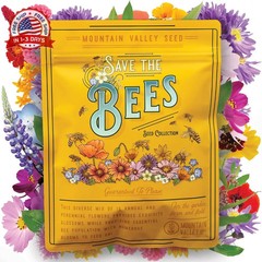 Wildflower Seeds Bulk, 2 Oz. 80,000+ Seeds – Save the Bees Mix with 19 Non-GMO V